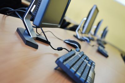 Classroom with rows of computers